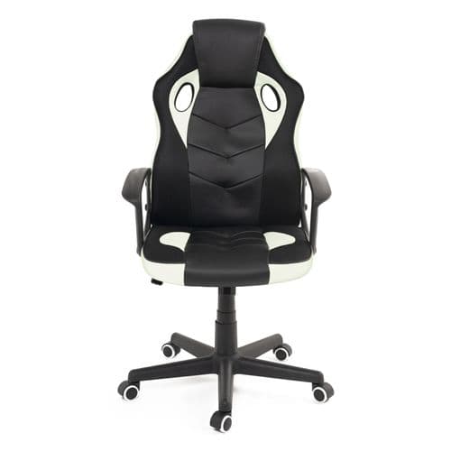 Chaise Gamer Junior Siège Simili Basculant Hauteur Réglable Pivotant Roulettes SENA (noir Blanc)