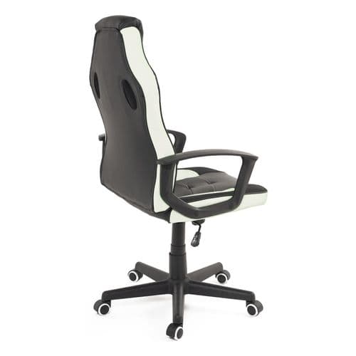 Chaise Gamer Junior Siège Simili Basculant Hauteur Réglable Pivotant Roulettes SENA (noir Blanc)