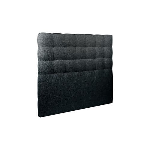 Lit 140x190cm Avec Tête De Lit Capitonnee Bouclette Et Sommier Tapissier Noir