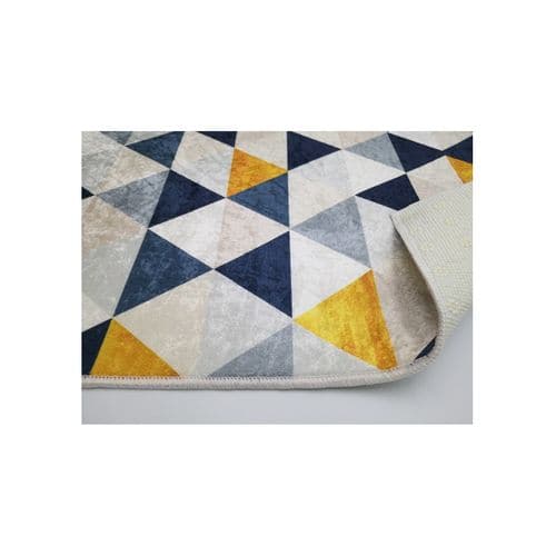 Tapis Triangle Géométrique 160x230 cm Bleu Et Jaune