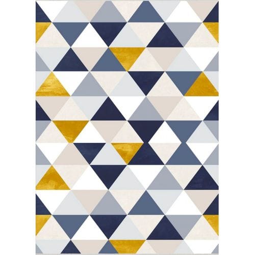 Tapis Triangle Géométrique 160x230 cm Bleu Et Jaune