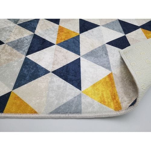 Tapis Triangle Géométrique 160x230 cm Bleu Et Jaune