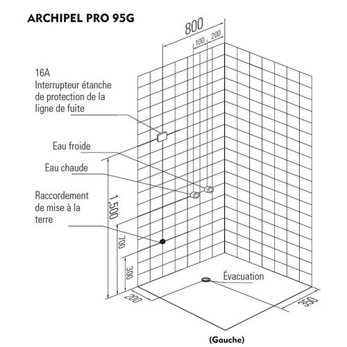 Cabine Douche Hammam Archipel® Pro 95g (95x95cm) - 1 Place