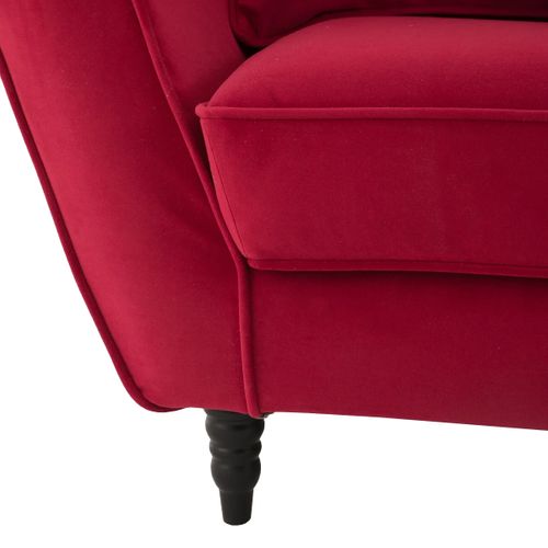 Fauteuil Xl Alba 130 Cm Velours Rouge - 100% Déhoussable - Fab. France