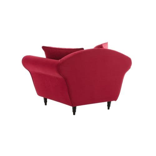 Fauteuil Xl Alba 130 Cm Velours Rouge - 100% Déhoussable - Fab. France