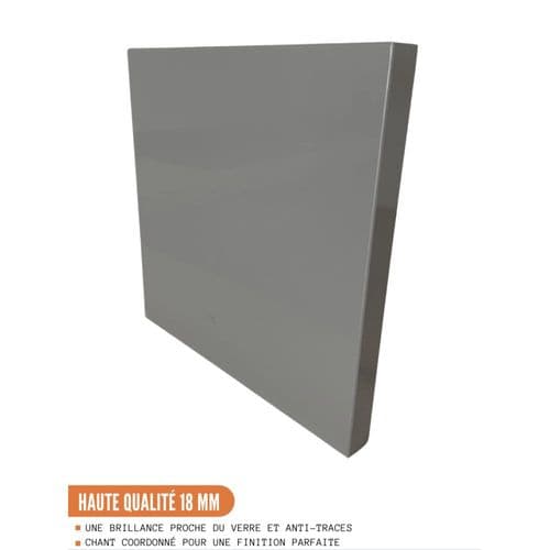 Meuble Haut De Cuisine Eco Gris Brillant 2 Portes L 80 Cm