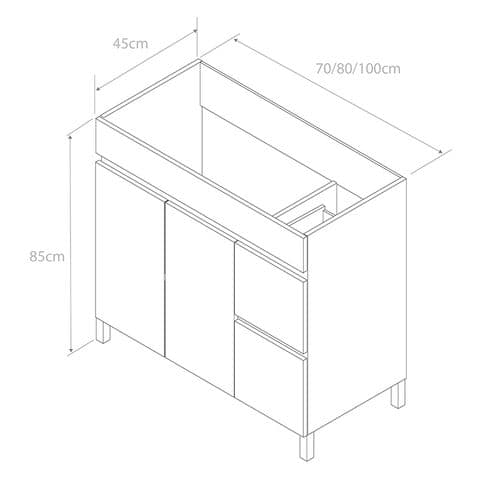 Meuble De Salle De Bain 70cm Simple Vasque Sans Miroir Avec Portes Et Tiroirs - Cambrian - Haro