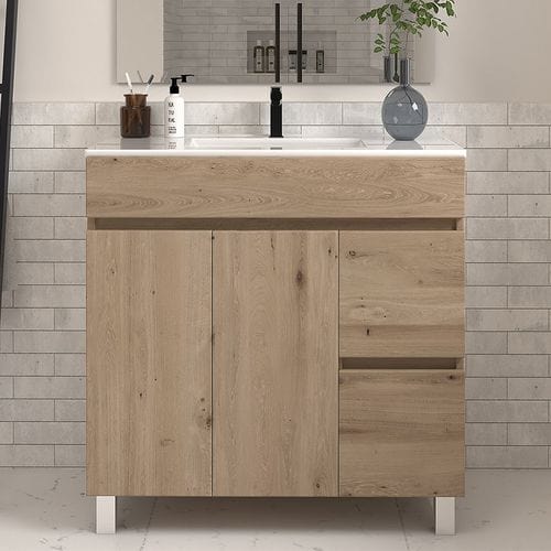 Meuble De Salle De Bain 70cm Simple Vasque Sans Miroir Avec Portes Et Tiroirs - Cambrian - Haro