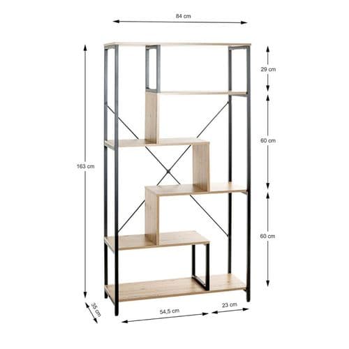 Étagère Bibliothèque "miranda" 163cm Chêne et Noir