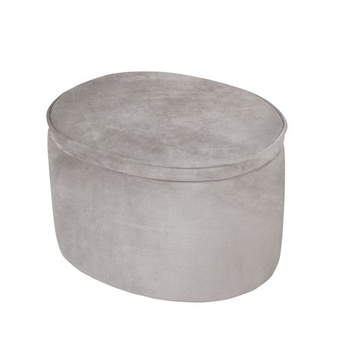 Tabouret Ovale En Velours Pour Chambre Enfant "Lil Sofa" - Avec Coffre De Rangement - Gris