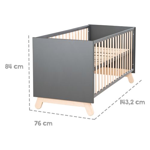 Lit Bébé Évolutif "Jara" - 70x140 - Convertible - Réglable En Hauteur