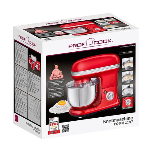 Robot Pétrin Multifonction 1200w Vintage Proficook PC-km 1197 Rouge