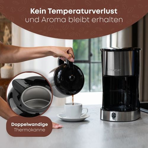 Machine à Café Thermos 1,2l Clatronic Ka3805-inox/noir