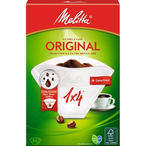 Filtre à café MELITTA 1x4/80 blanc + détartant bio