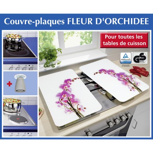 2 Couvre-plaques Universel - Fleur D'orchidée