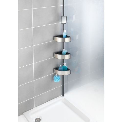 Etagère De Douche Extensible En Alu Premium Big - L. 27 X H. 70/260 Cm - Argent