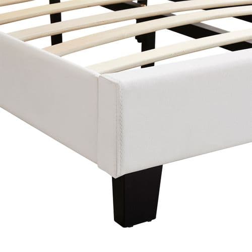 Lit LED Simple Evan 90x190 Cm, Avec Sommier, Revêtement En Synthétique Blanc