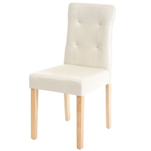 4x Chaise De Salle à Manger Hwc-e58, Fauteuil ~ Similicuir Crème, Pieds Clairs