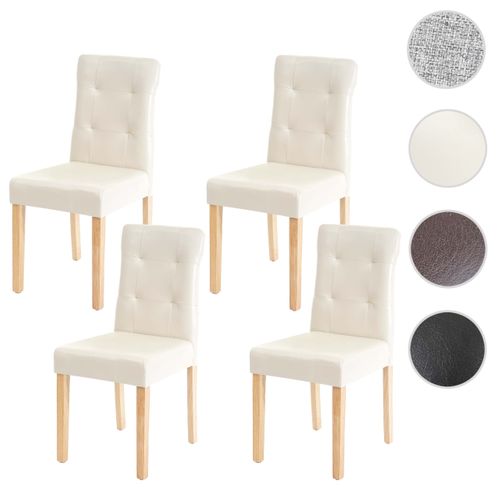 4x Chaise De Salle à Manger Hwc-e58, Fauteuil ~ Similicuir Crème, Pieds Clairs