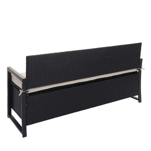 Banc 3 Places En Poly Rotin Hwc-f39 Anthracite Coussin Crème