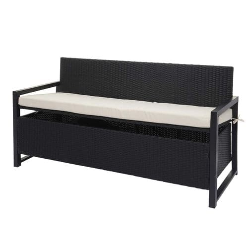 Banc 3 Places En Poly Rotin Hwc-f39 Anthracite Coussin Crème