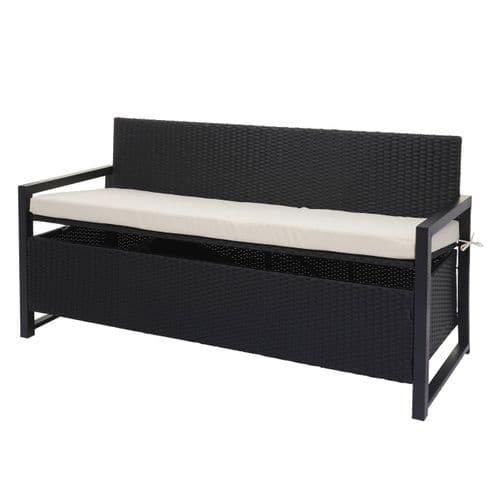 Banc 3 Places En Poly Rotin Hwc-f39 Anthracite Coussin Crème