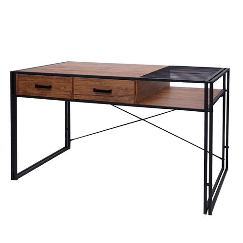 Bureau Hwc-h91, Bureau Bureau Informatique, Industriel 76x120x70cm ~ Brun