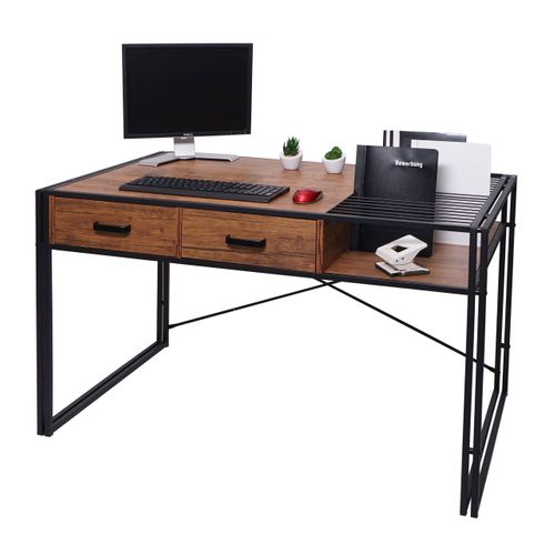 Bureau Hwc-h91, Bureau Bureau Informatique, Industriel 76x120x70cm ~ Brun