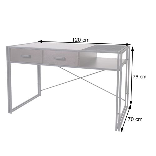 Bureau Hwc-h91, Bureau Bureau Informatique, Industriel 76x120x70cm ~ Brun