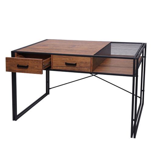 Bureau Hwc-h91, Bureau Bureau Informatique, Industriel 76x120x70cm ~ Brun