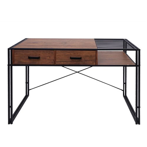 Bureau Hwc-h91, Bureau Bureau Informatique, Industriel 76x120x70cm ~ Brun