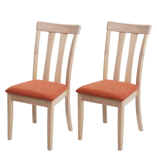 2x Chaise De Salle à Manger Hwc-g46 Tissu/textile Bois Massif Cadre Naturel Orange