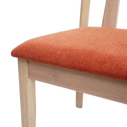 2x Chaise De Salle à Manger Hwc-g46 Tissu/textile Bois Massif Cadre Naturel Orange