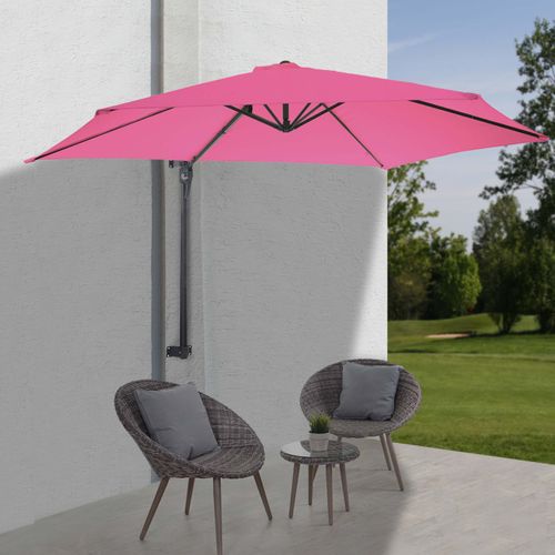 Parasol Mural Casoria, 3m Inclinable, Polyester Aluminium/acier 9kg ~ Rose