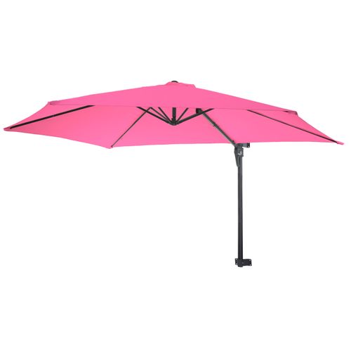 Parasol Mural Casoria, 3m Inclinable, Polyester Aluminium/acier 9kg ~ Rose