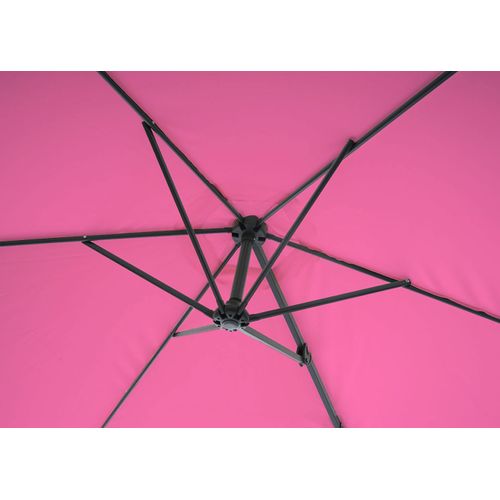 Parasol Mural Casoria, 3m Inclinable, Polyester Aluminium/acier 9kg ~ Rose