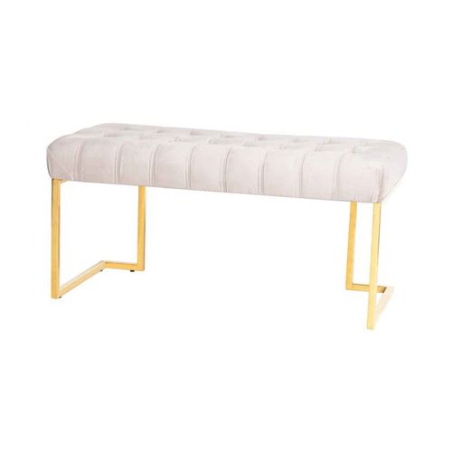 Banc Design En Velours "rare" 100cm Taupe et Or