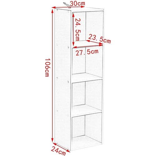 Meuble De Rangement.Bibliothèque Armoire. Etagère De Rangement. 30x24x106 cm. Blanc