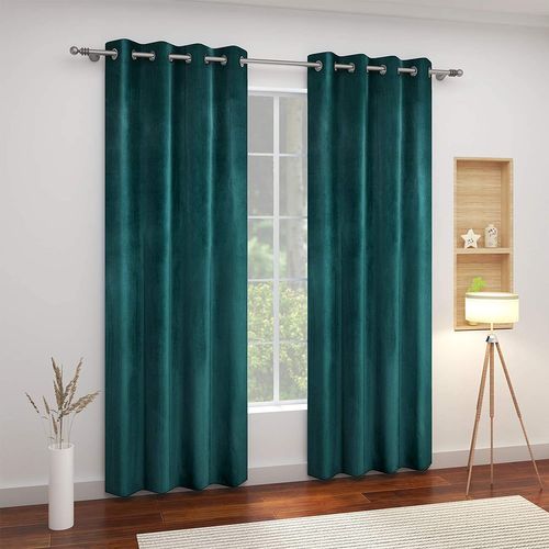 1 Pc Rideau Occultant En Velours Avec Oeillets 140x225cm Vert