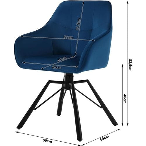 Lot De 4 Chaise Pivotante à 360°,chaise Salle à Manger Rembourrée,scandinave,en Velours,bleu