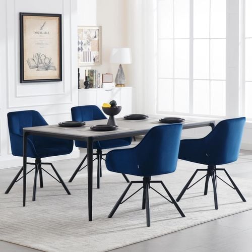 Lot De 4 Chaise Pivotante à 360°,chaise Salle à Manger Rembourrée,scandinave,en Velours,bleu