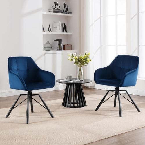 Lot De 4 Chaise Pivotante à 360°,chaise Salle à Manger Rembourrée,scandinave,en Velours,bleu