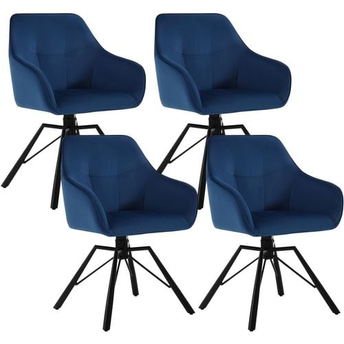 Lot De 4 Chaise Pivotante à 360°,chaise Salle à Manger Rembourrée,scandinave,en Velours,bleu