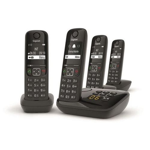 Téléphone Sans Fil Quattro Dect Noir Avec Répondeur - As690aquattro