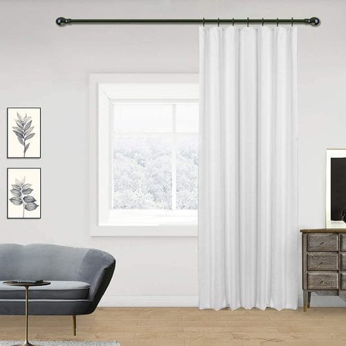 1pc Rideau Opaque Passe Tringle Rideau Occultant En Polyester 135x245cm.vh5868ws Gris Blanc