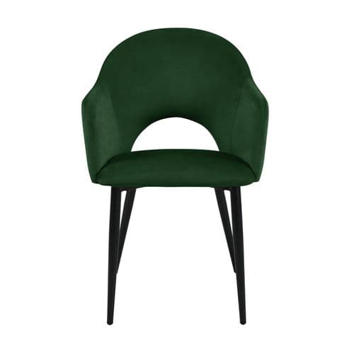 Lot De 2 Fauteuil De Table Hailey Avec Accoudoirs Vert En Métal (54 X 53 X 83 Cm)