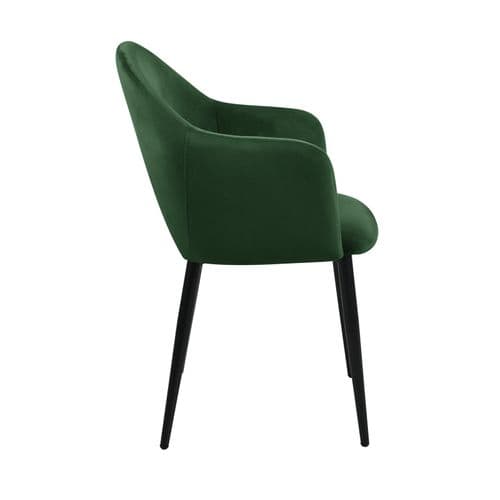 Lot De 2 Fauteuil De Table Hailey Avec Accoudoirs Vert En Métal (54 X 53 X 83 Cm)