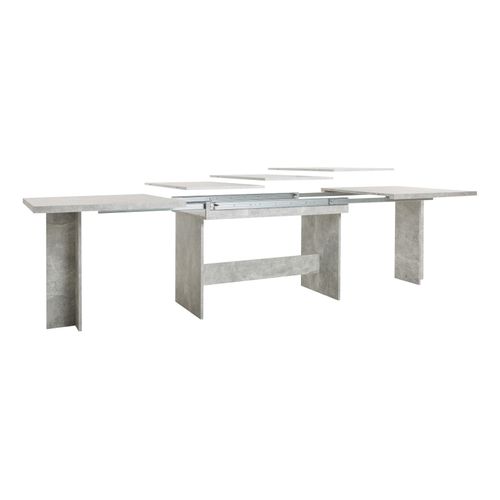 Table à Manger Extensible De 8/12 Personnes - Effet Béton Structuré - L 160 / 310 X L 90 Cm