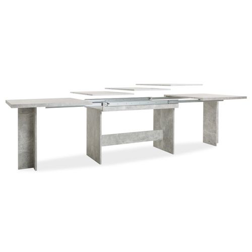 Table à Manger Extensible De 8/12 Personnes - Effet Béton Structuré - L 160 / 310 X L 90 Cm