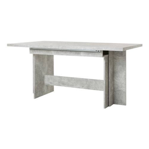 Table à Manger Extensible De 8/12 Personnes - Effet Béton Structuré - L 160 / 310 X L 90 Cm